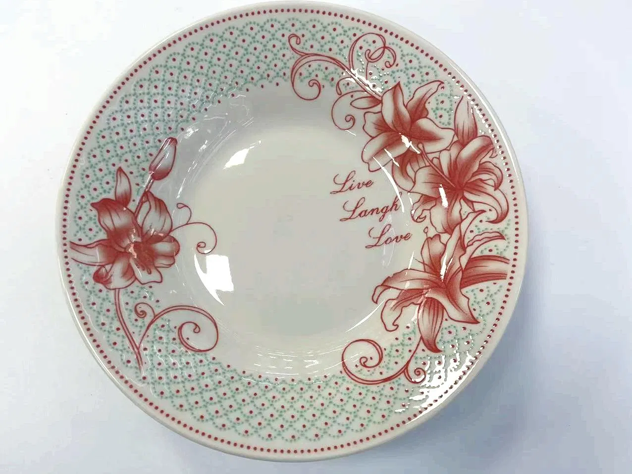 Eco-Friendly Healthy Pad Printing Soup Plate 8" Porcelain Ceramic Tableware