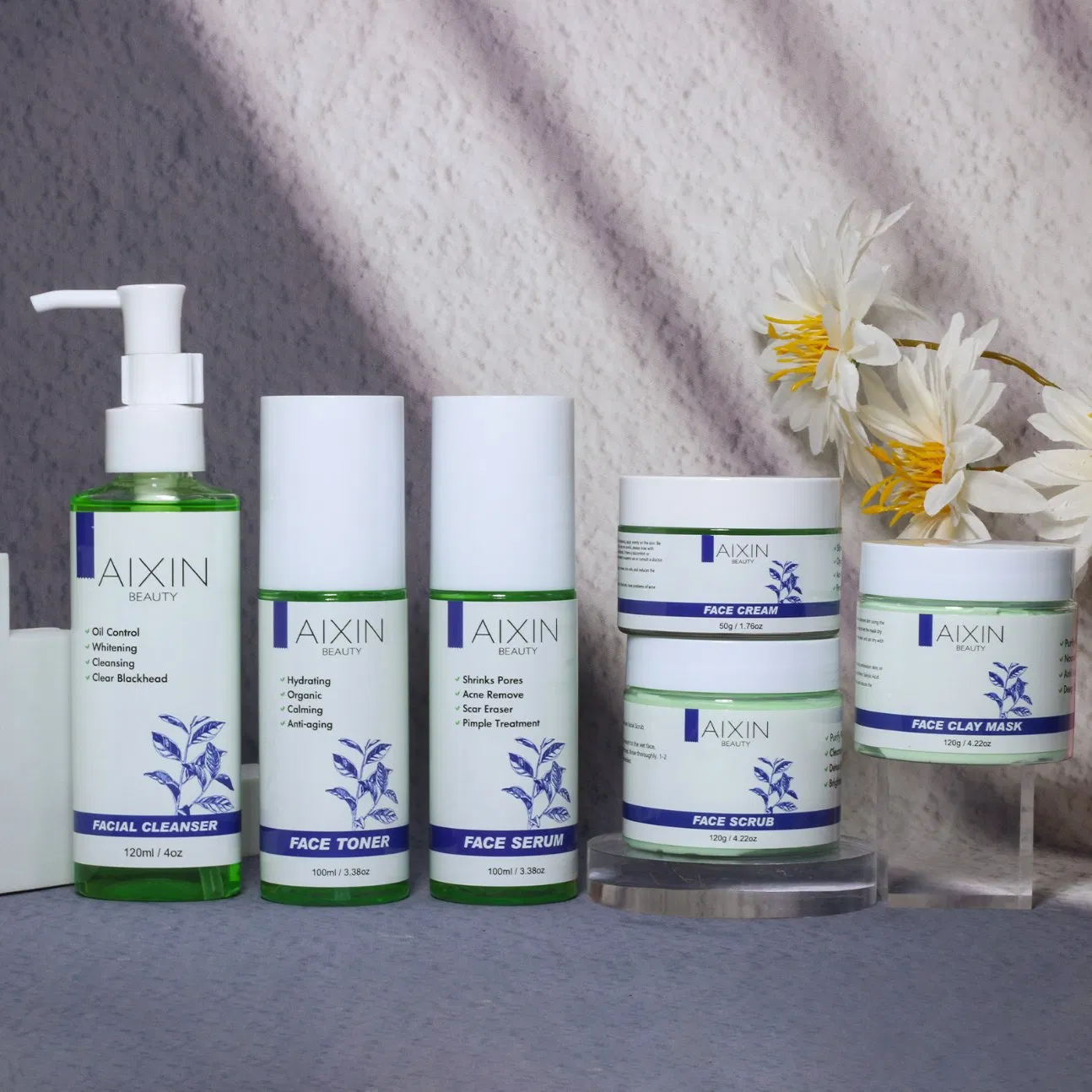 Beauty Cosmetics Skin Care Lighten and Shrink Pores Tea Tree Anti-Acne Skin Care Set