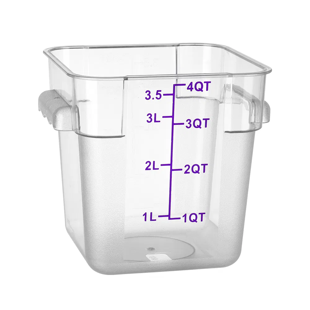 Clear Square Polycarbonate Food Storage Container with Scale Food Pan for Serving Food