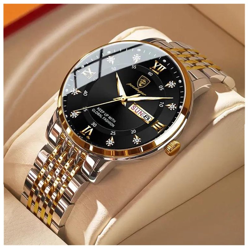 Business Casual for Men Poedagar 836 Stainless Steel Luxury Luminous Date Week Sport Watch