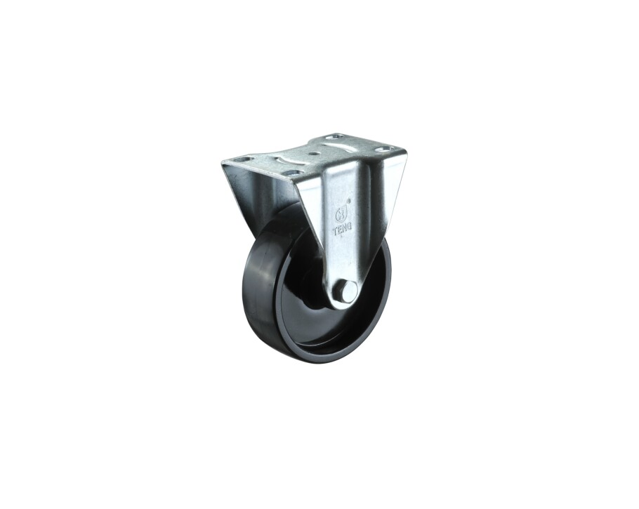 Factory Sales 100mm Medium Duty Castor Fixed Plate Black Nylon Wheel
