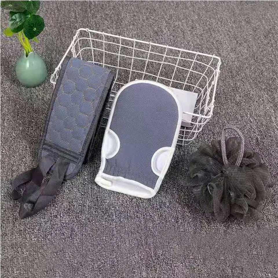 Exfoliating Back Scrubber Body Deep Clean Shower Bath Exfoliating Glove Bath Sponge Set