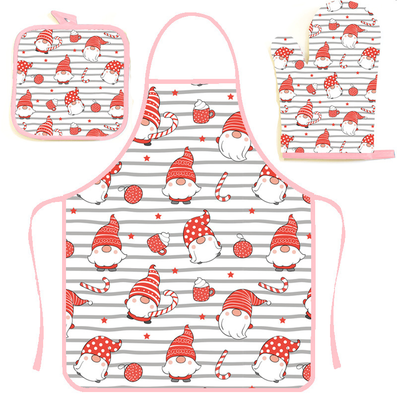 Customizable Pink Polyester Cotton Apron for Kids Cooking