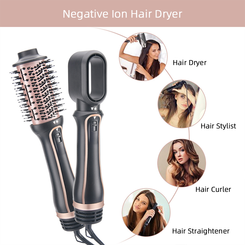 Hot Air Brush 2 in 1 Hair Straightner & Curler with Negative Ion