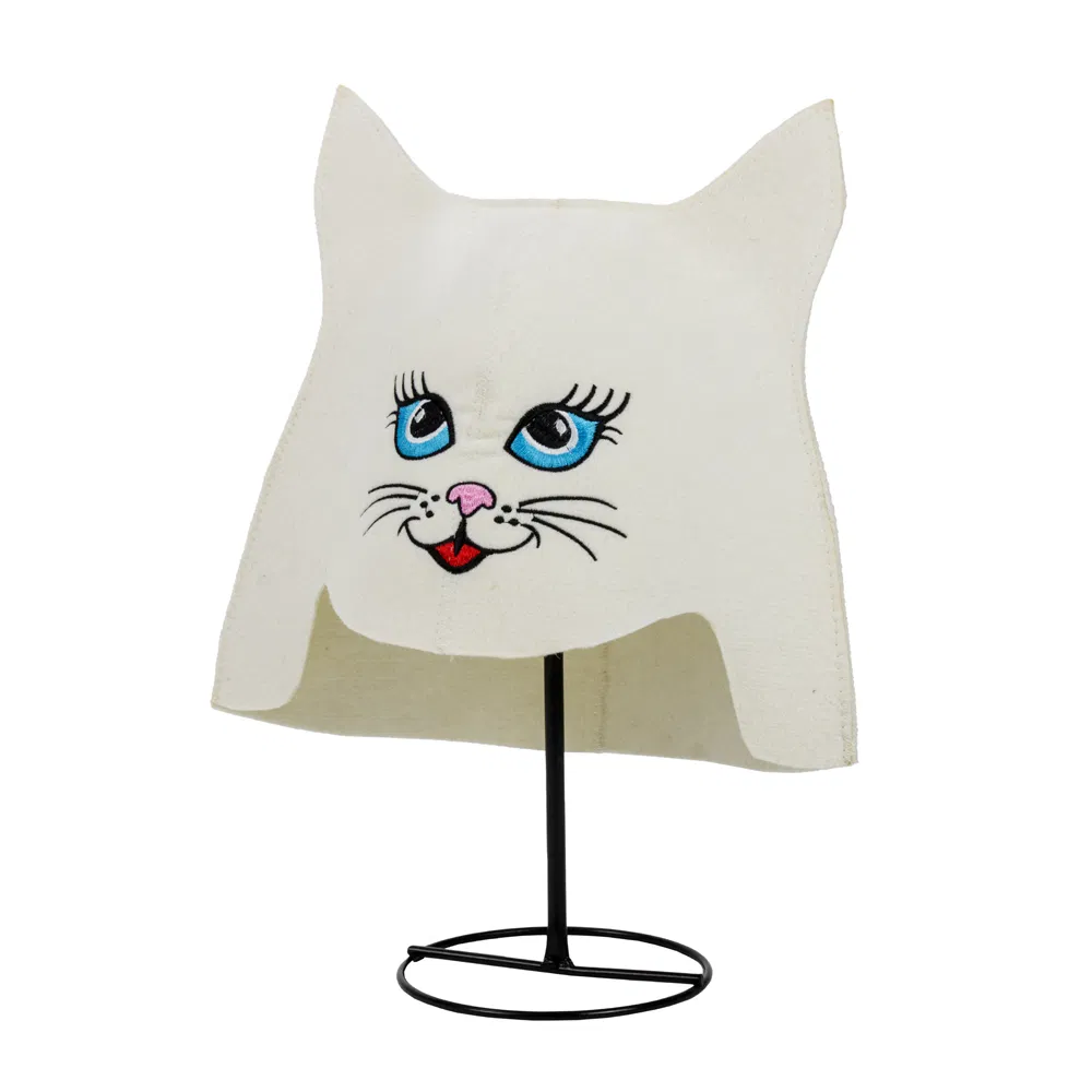 New Arrival Cute Cat Face Felt Sauna Hat Insulated Soft Unisex Sauna Cap for Bathroom & Sauna Room