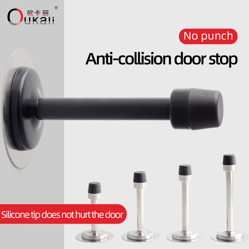 Oukali Factory Wholesale High Quality Zinc Alloy Bathroom Stainless Steel Wall Mounted Door Stopper Door Protection