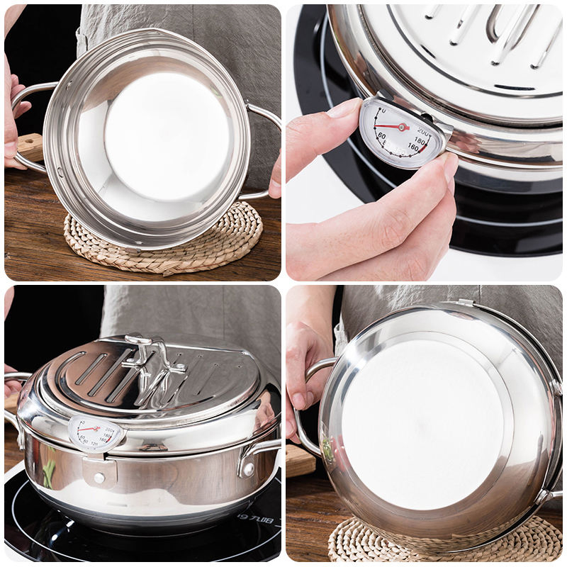 Japanese-Style Deep-Frying Oil Filter Pan Specifically Tempura Cooking Pot
