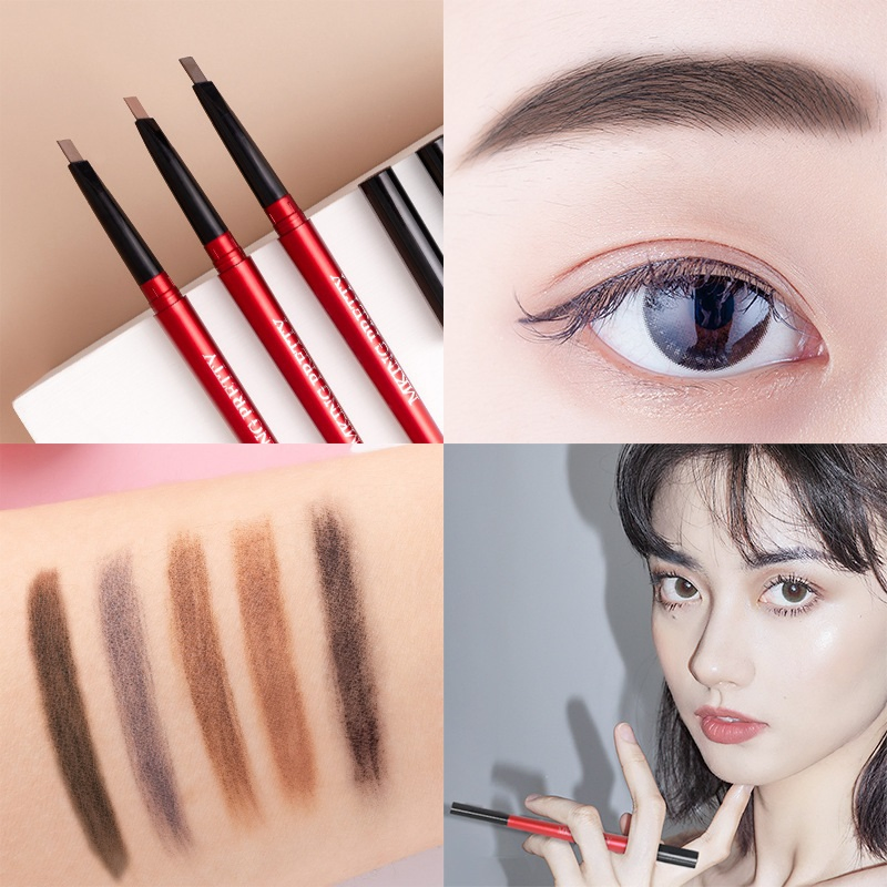 Ep04 Net Double-Head Extremely Fine Eyebrow Pencil Waterproof Sweat-Proof Permanent Non-Halo Eyebrow Pencil Two-Purpose Automatic Rotation Eyebrow Pen Factory