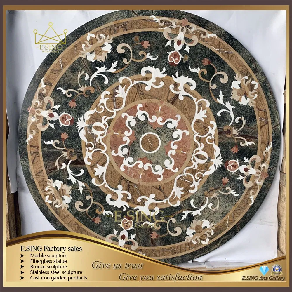 Мраморный медальон для пола с водной резкой