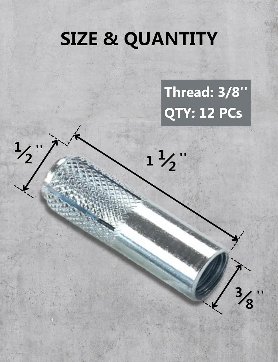 Дроп-анкер бетонный 1/4 дюйма, оцинкованный