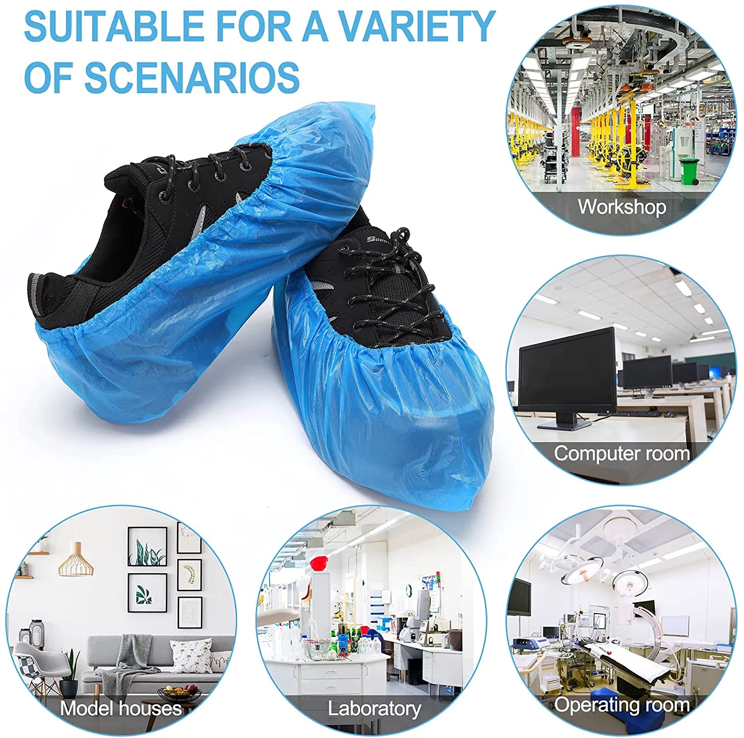 Dust Free Protective Disposable Plastic Shoe Cover with Anti-Skid