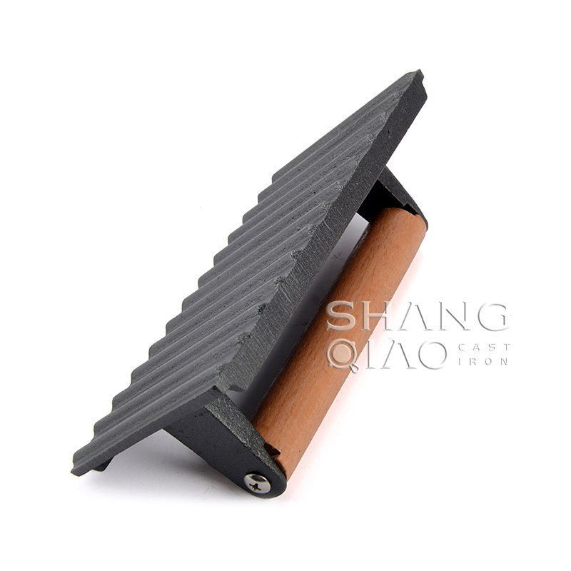 Пресс для бургеров из чугуна, прямоугольный, 20x10 см