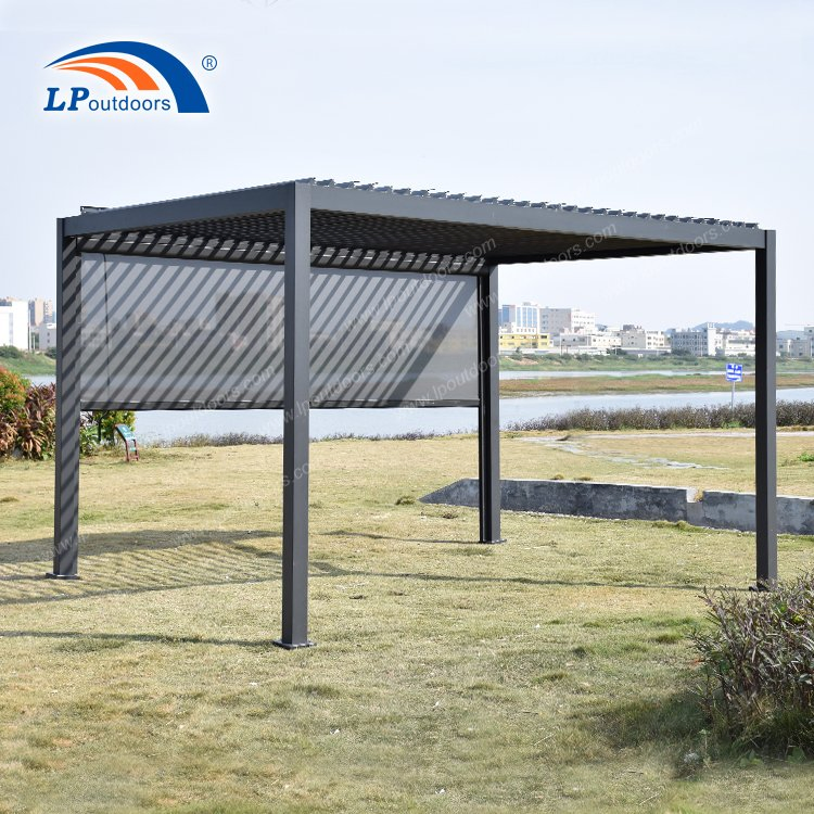 Elegant 10X13FT Aluminum Pergola with Adjustable Louvered Roof