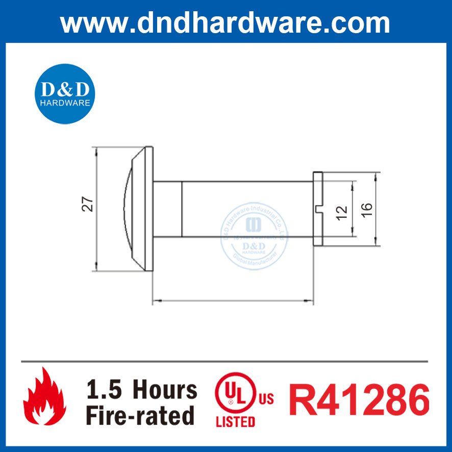 Durable Wide Angle Eye Viewer Security UL Listed Fire Rated Door Peephole Accessories