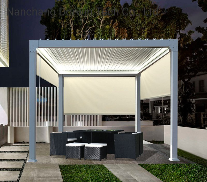 Outdoor Manual Flip Shutter Gazebo Louver Roof Pavilion Aluminum Pergola