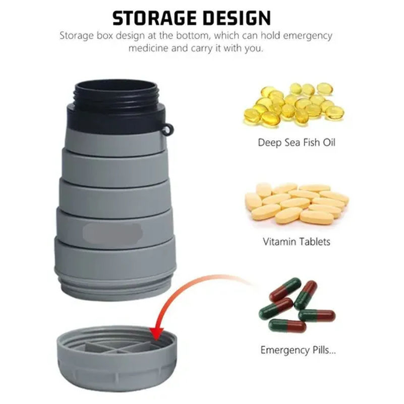Silicone Sports Water Bottle Collapsible Water Bottle with Storage Tg011_17