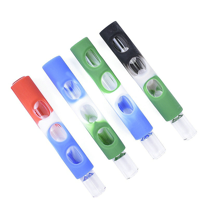 Glass Chillum with Silicone Cover 4 Inch Smoking Water Pipe