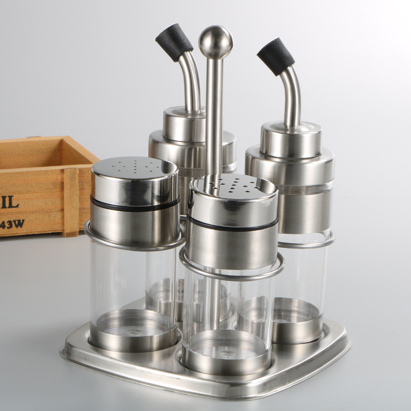 Stainless Steel Oil and Vinegar Dispenser with Spout Cruet Set