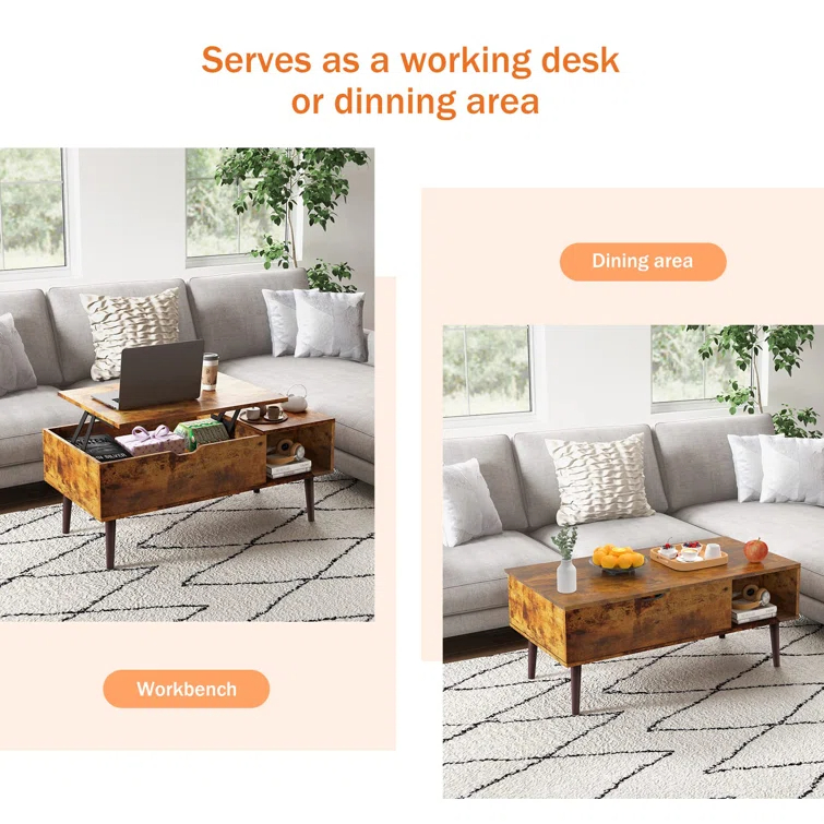 Журнальный столик дуб с ящиками многофункциональный