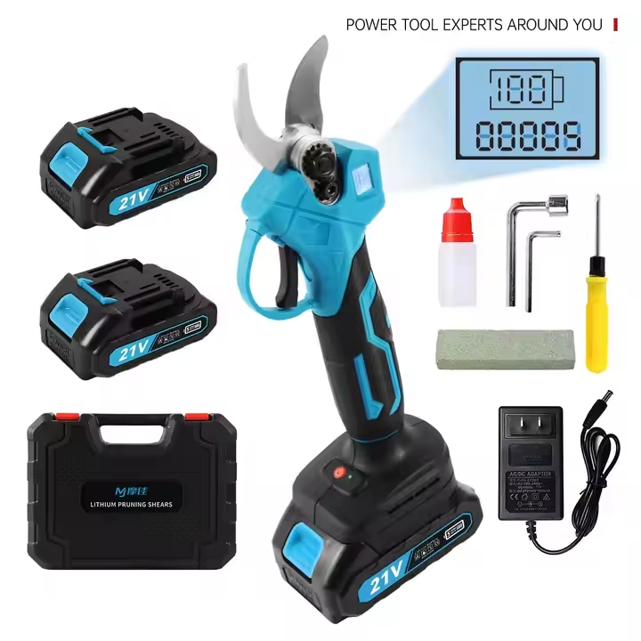 Electric Pruning Shears Professional Gardening Electric Power Shears with Batteries, Sk5 Replacement Blades and Fast Charger