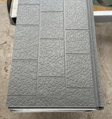 Metal Carved PU Polyurethane Sandwich Cladding Exterior Wall Panel Embossed Faux Grain Wall Boards