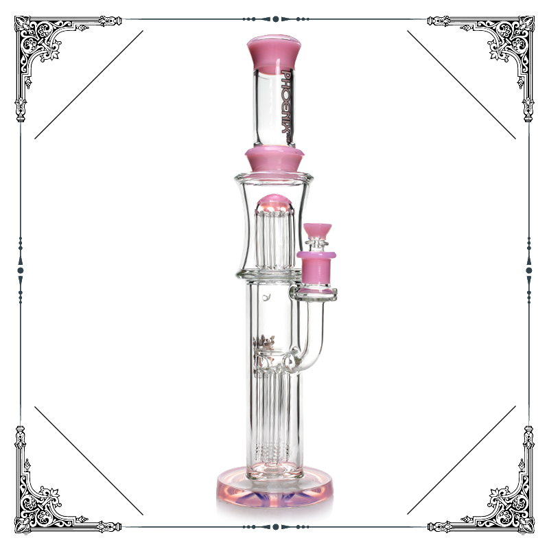 Wholesale Phoenixstar Glass High Quality 16.5 Inches Recycler Tall Big Straight Tube Tobacco Smoking Water Pipe with 10 Arm Perc
