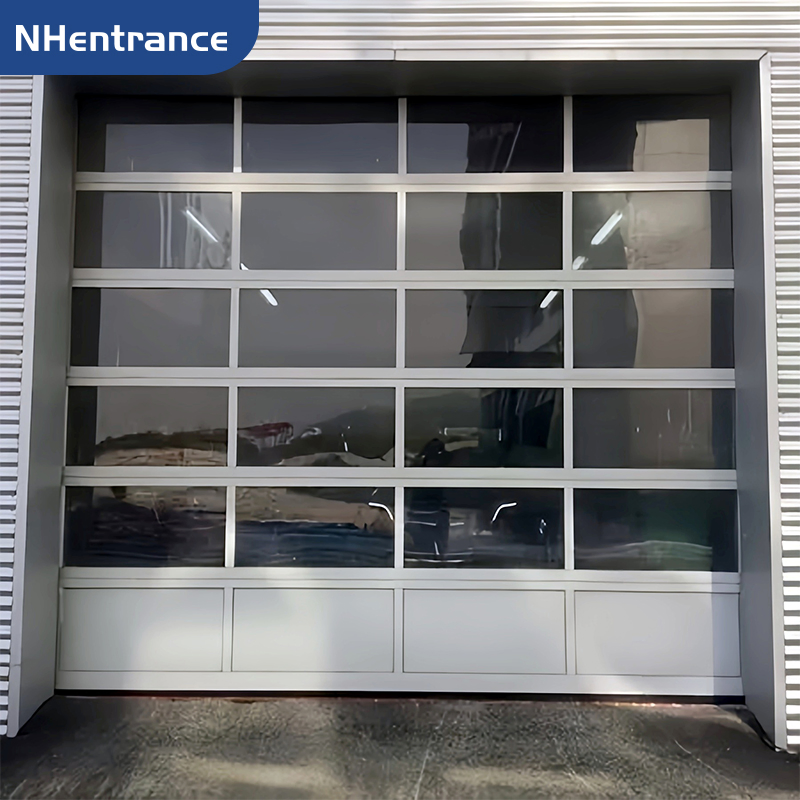 Custom Industrial Garage Gate with Insulated Panels and Modern Design Glass Garage Door