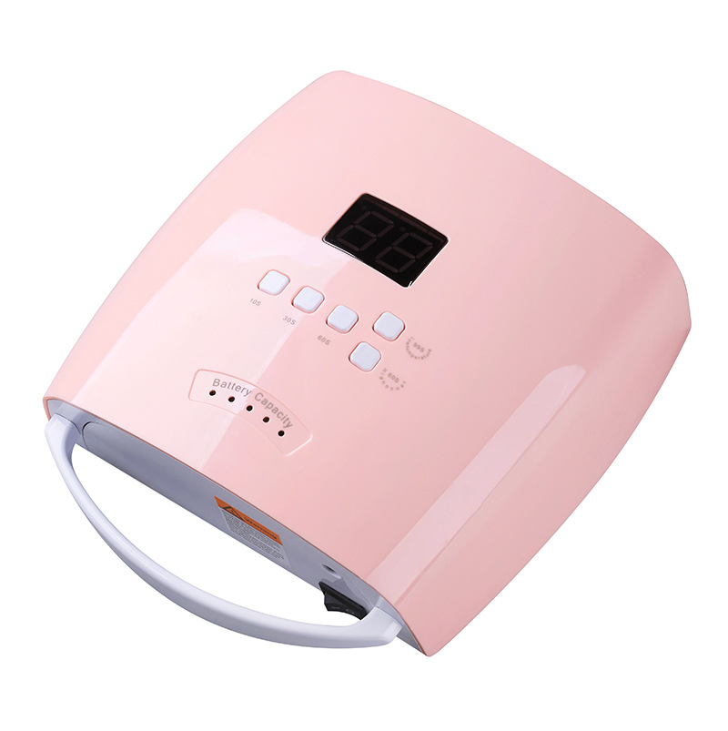 Pink Color 48W PRO Cure Gel Nail Lamp Wireless UV LED Nail Polish Dryer for Salon