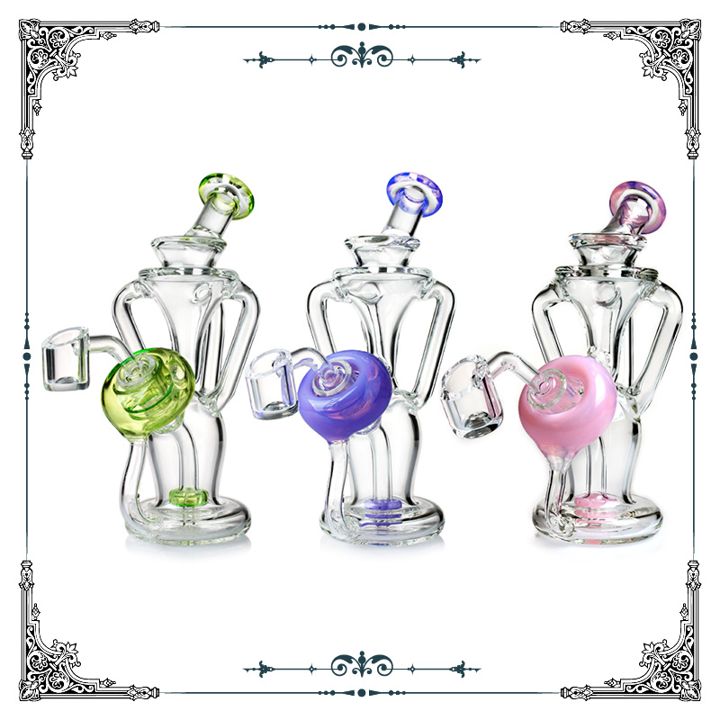 Phoenix Glass Assorted Colors Sweet Puff Pipe Glass Recycler Oil DAB Rigs Hookah Shisha Glass Water Pipe Smoking Accessories