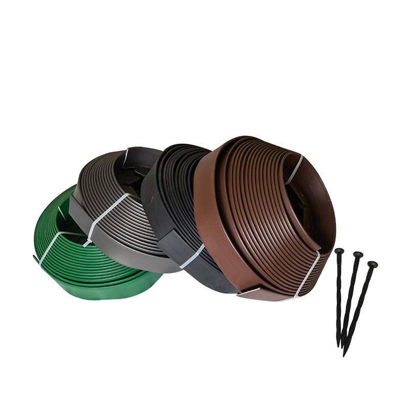 10cm/15cm/20cm Width Plastic Lawn Edging Coil Terrace Board, Green /Black Landscape Edging Roll