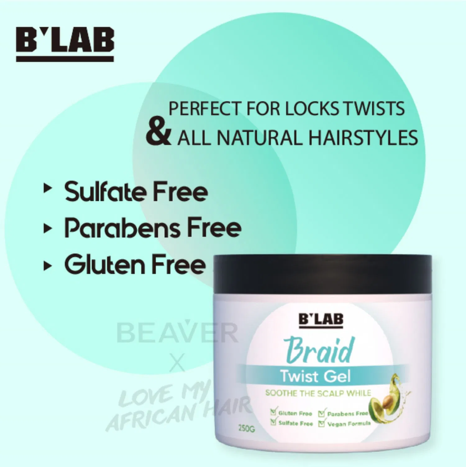 Custom African Black Hair Styling Extra Hold Shining Loc Twist Braid Gel