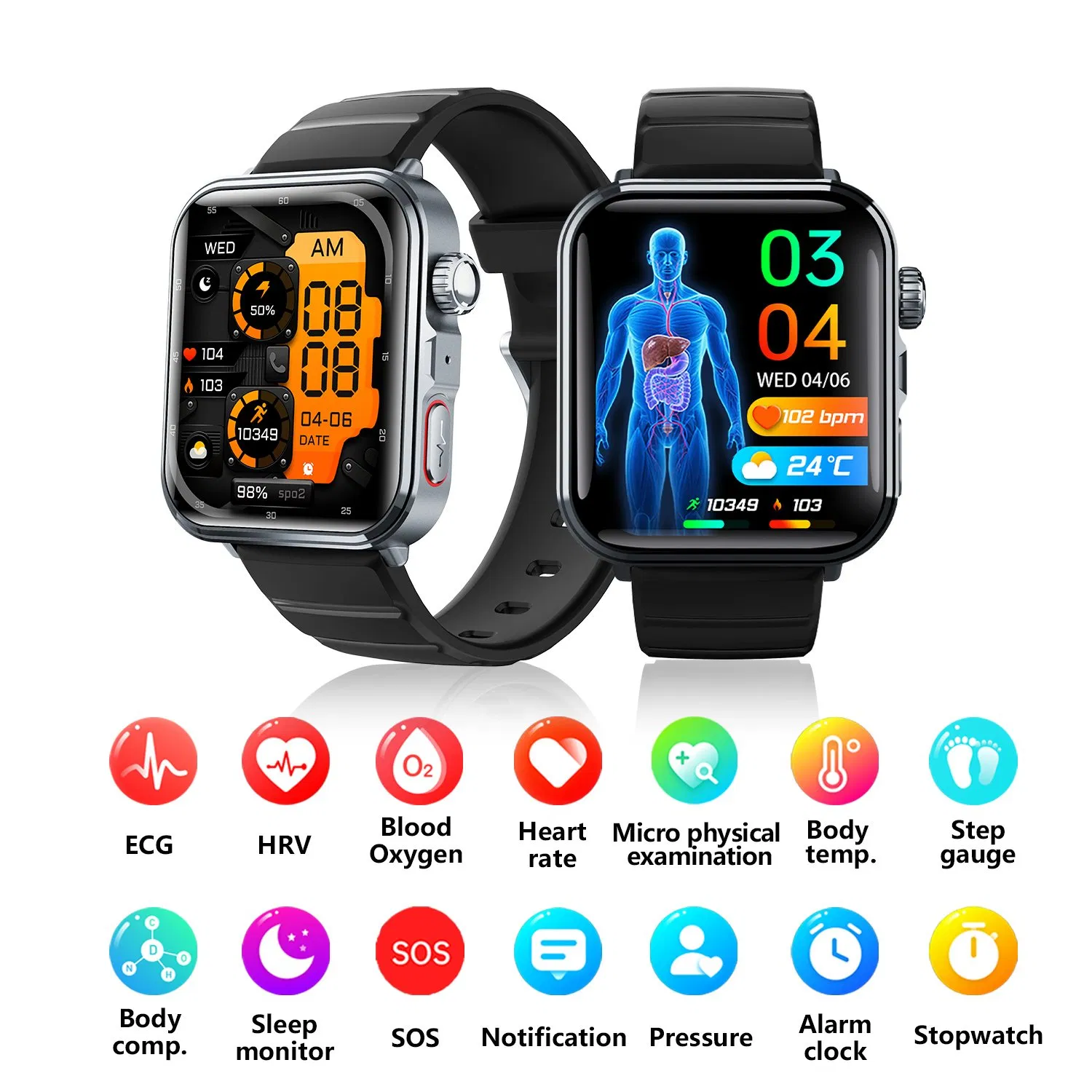 F330 Smart Watch with Bluetooth Calling, Heart Rate & Blood Oxygen Monitor, ECG Fitness Sports Smartwatch