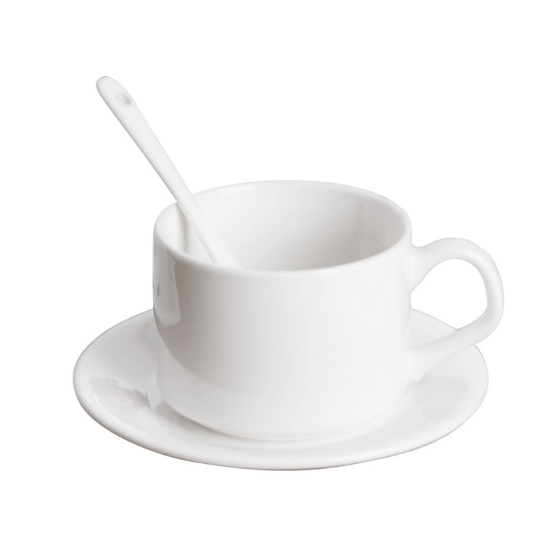 White Porcelain Tea Cup and Saucer Set Vintage Elegant Ceramic Coffee Cups