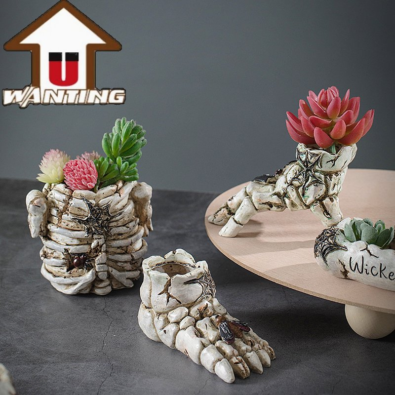 Handmade Garden Decoration Potted Creative Bone Shape Statue Flower Pot Decor Gift