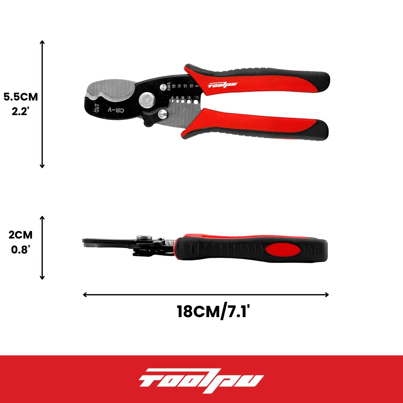 Клещи-стриппер из хромванадиевой стали Toolpu, 8 дюймов