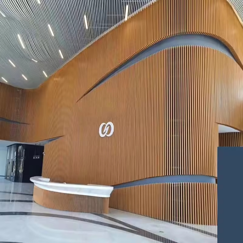 Insulated and Fireproof Wood Grain Wave Design Panel Aluminum Great Wall Board Panels