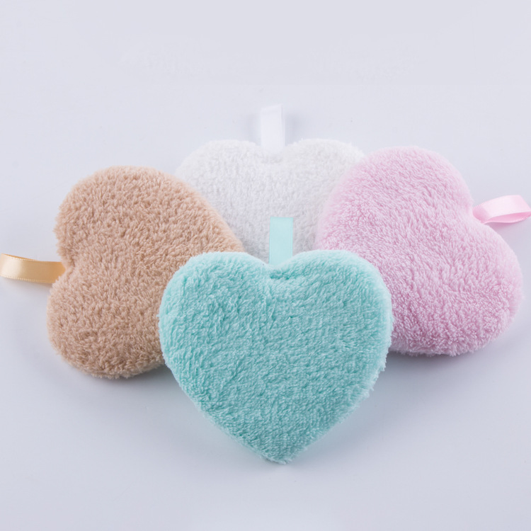 Face Cleaning Sponge Makeup Remover Puff Cute Love Heart Microfiber Cotton Wipes Facial Cleansing Sponge Puff