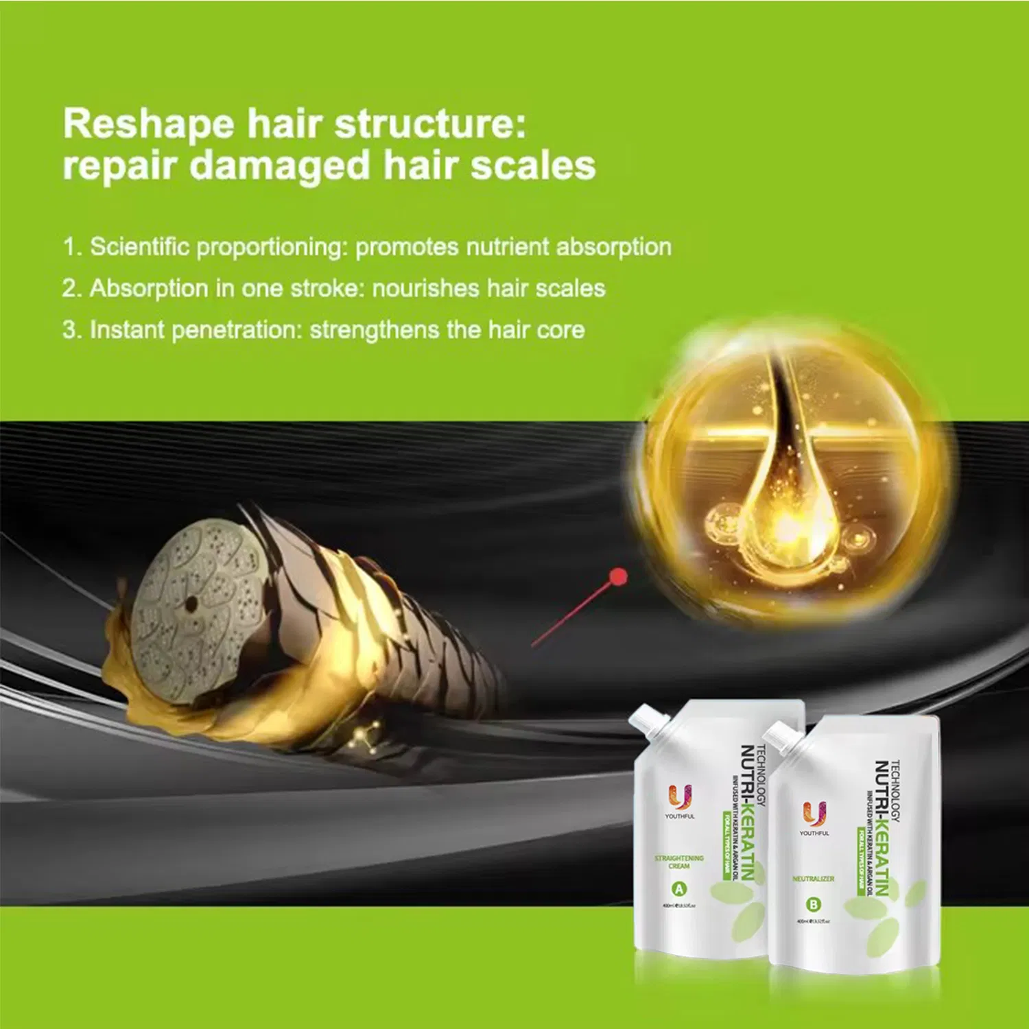 Wholesale Smooth Keratin Natural Rebonding Hair Straightening Cream