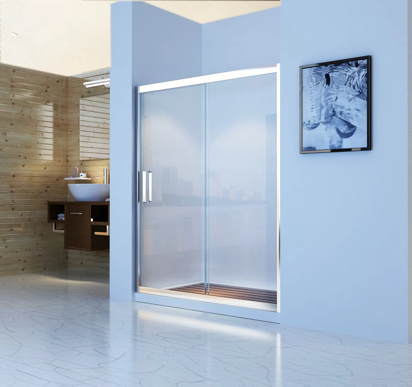 Aluminum Alloy Glass Shower Partition Slide Shower Enclosure Frame