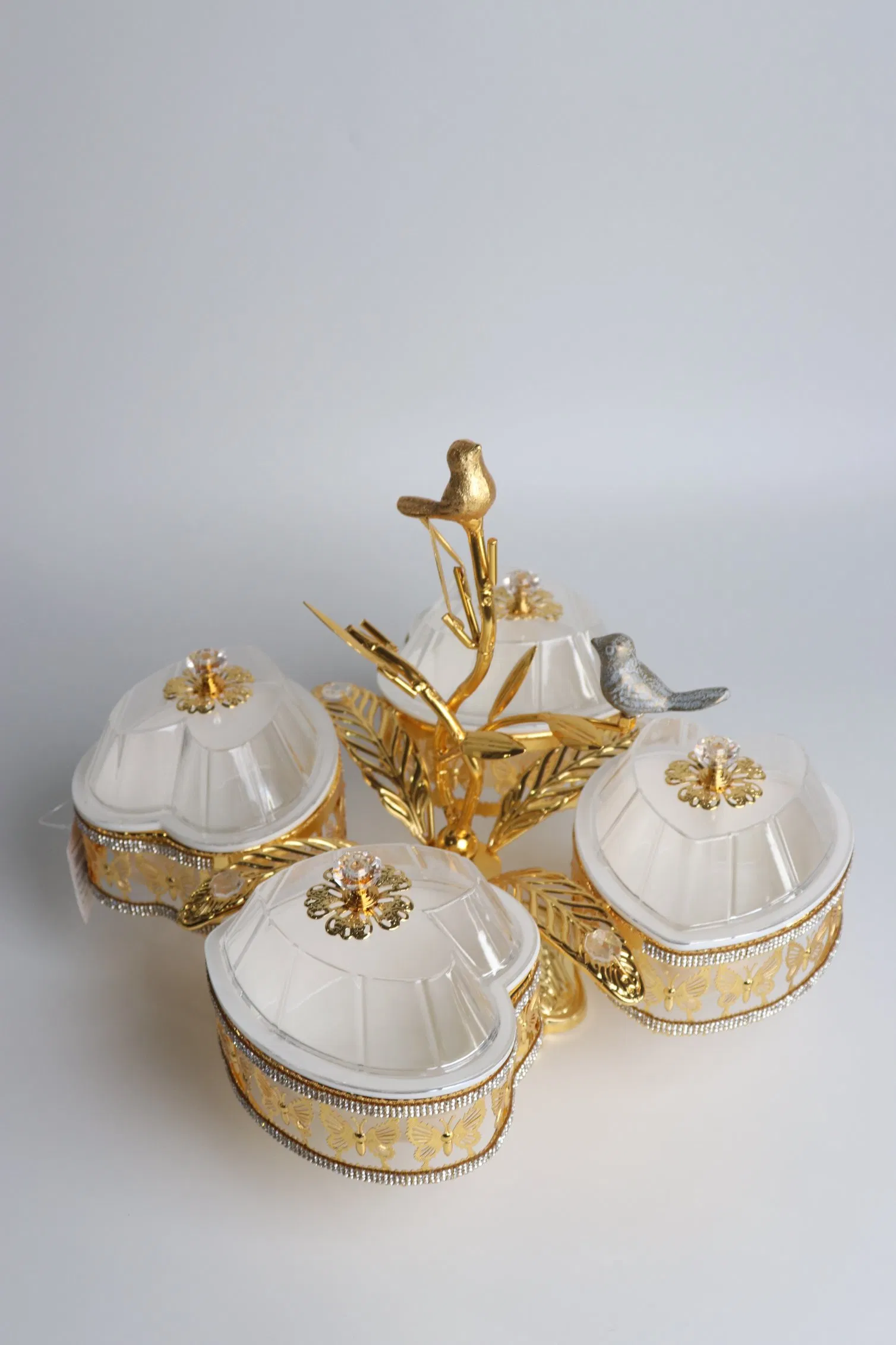 Living Room Storage Food Container, Sugar Jar with Lid, Plastic Jar with Gold-Plated Iron Set