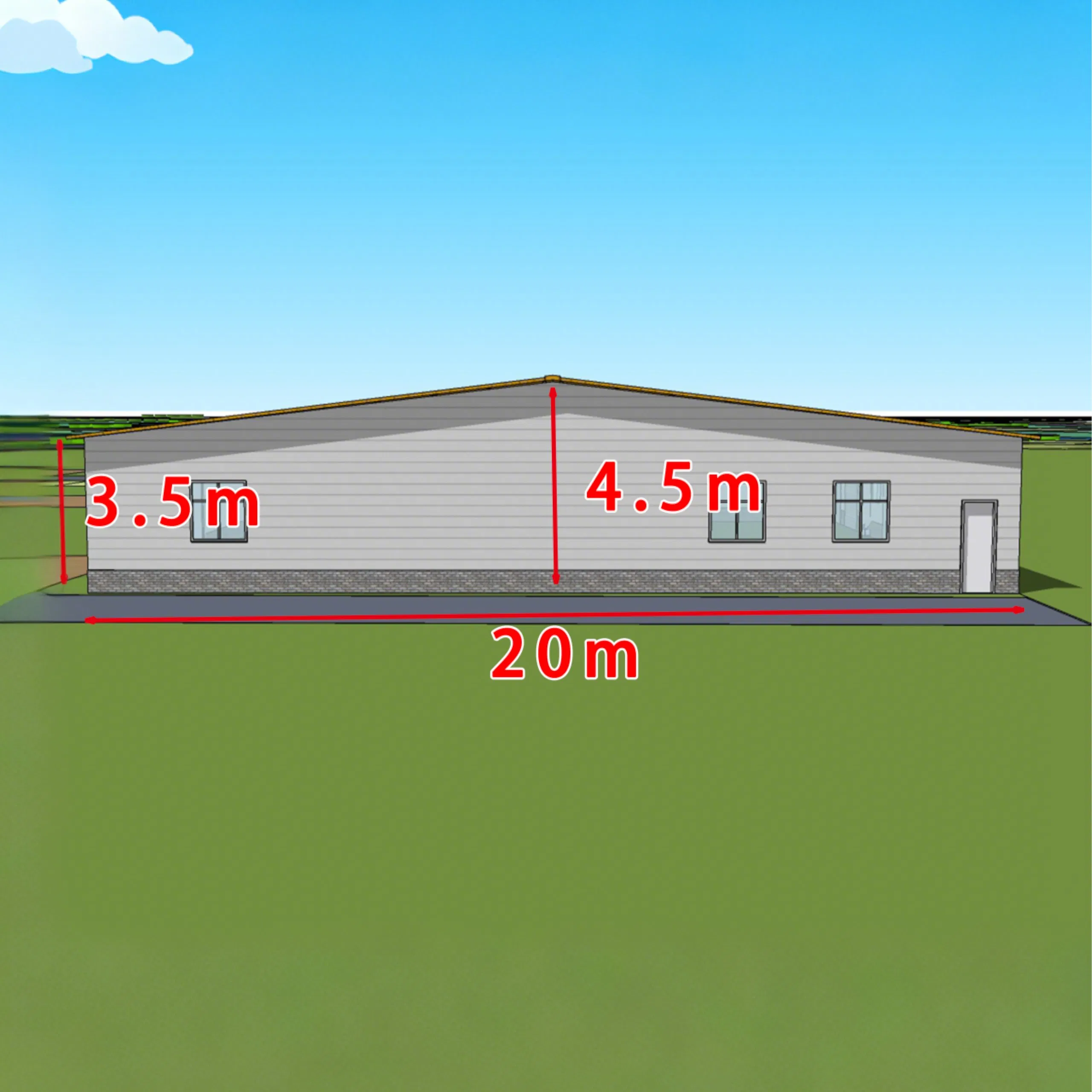 20m X 20m Prefab House Steel Structure Workshop Kits Prefabricated Metal Storage Warehouse Building