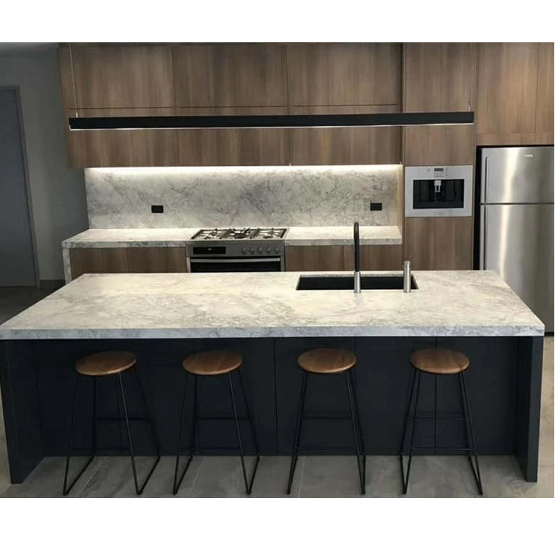 Polished Customize Natural Stone White/Grey Calacatta Quartzite Countertops