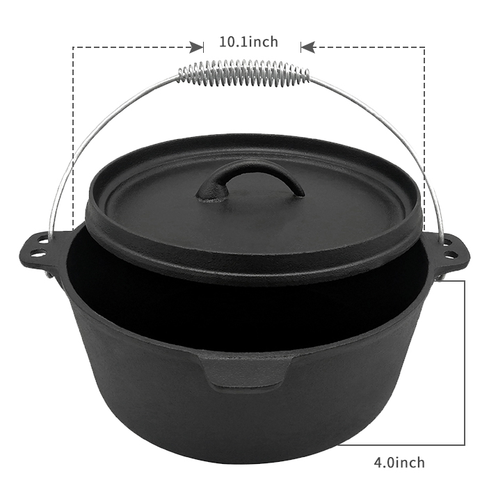 Чугунная утятница Camping Dutch Oven с антипригарным покрытием