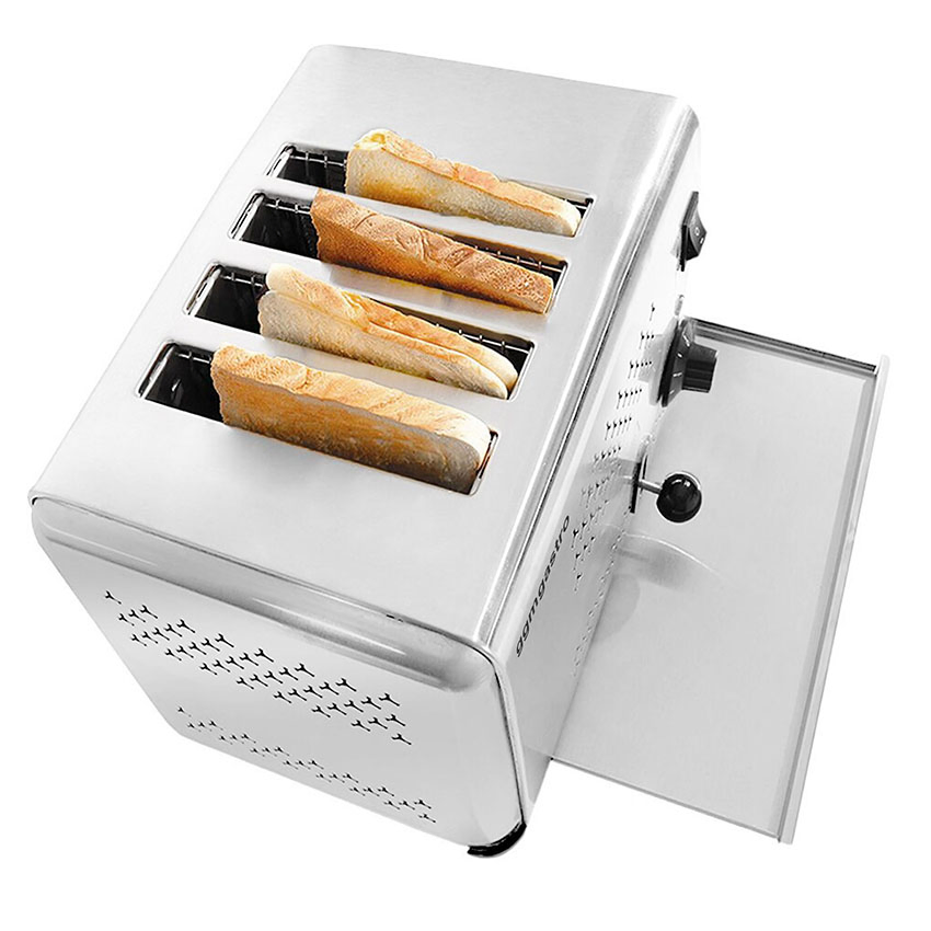 Snack Equipment Stainless Steel Commercial Portable Electric 4 Slice Bread Toaster (TOET4)