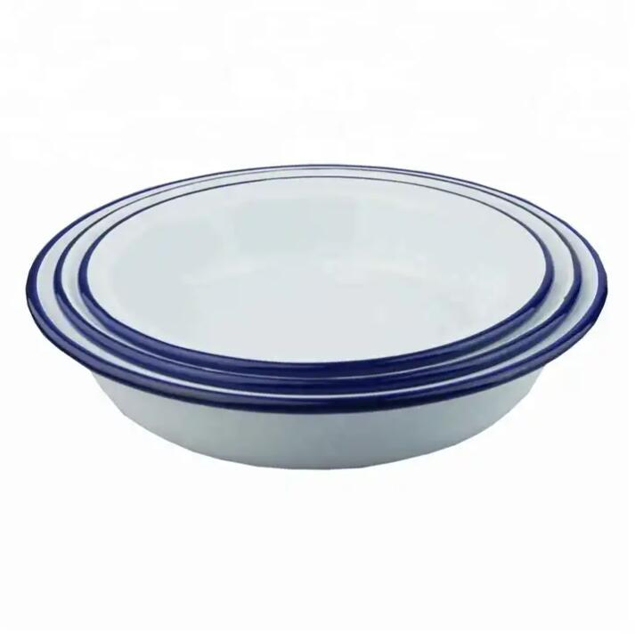 Hot Selling Home and Restaurant Metal Enamel White Bowls and Plates