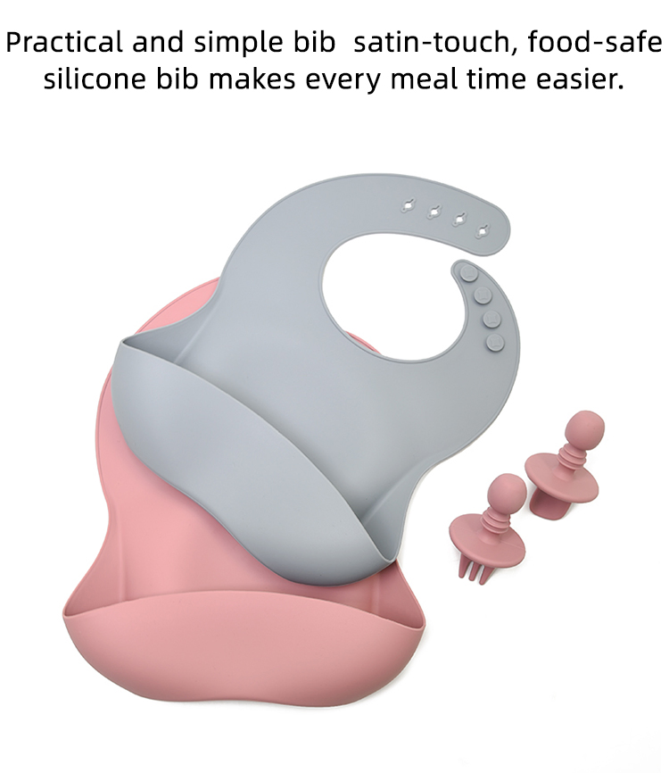 BPA-Free Waterproof Silicone Baby Bibs with Food Catcher