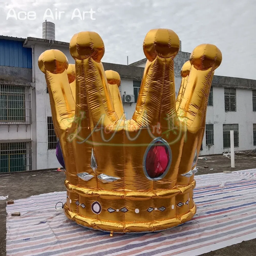 Custom 3 Meter Inflatable Golden Crown Model Airblown Balloon for Event Carnival Decoration