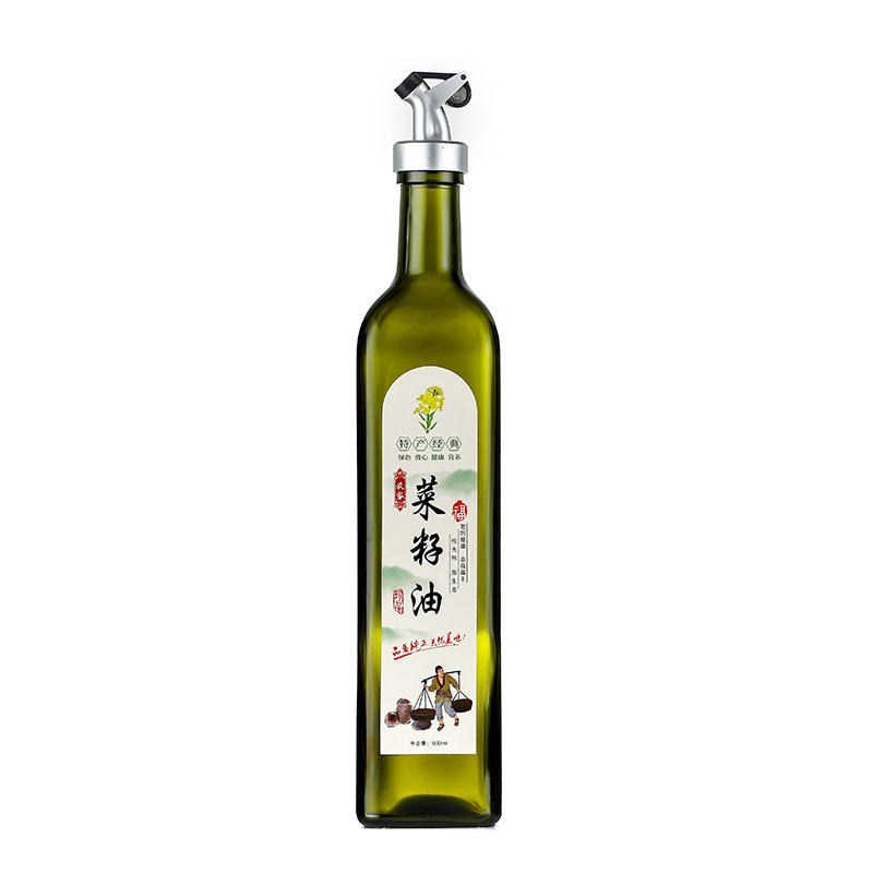 High Quality Olive Green Sqaure 250ml 500ml 750ml Kitchen Glass Olive Oil Bottles