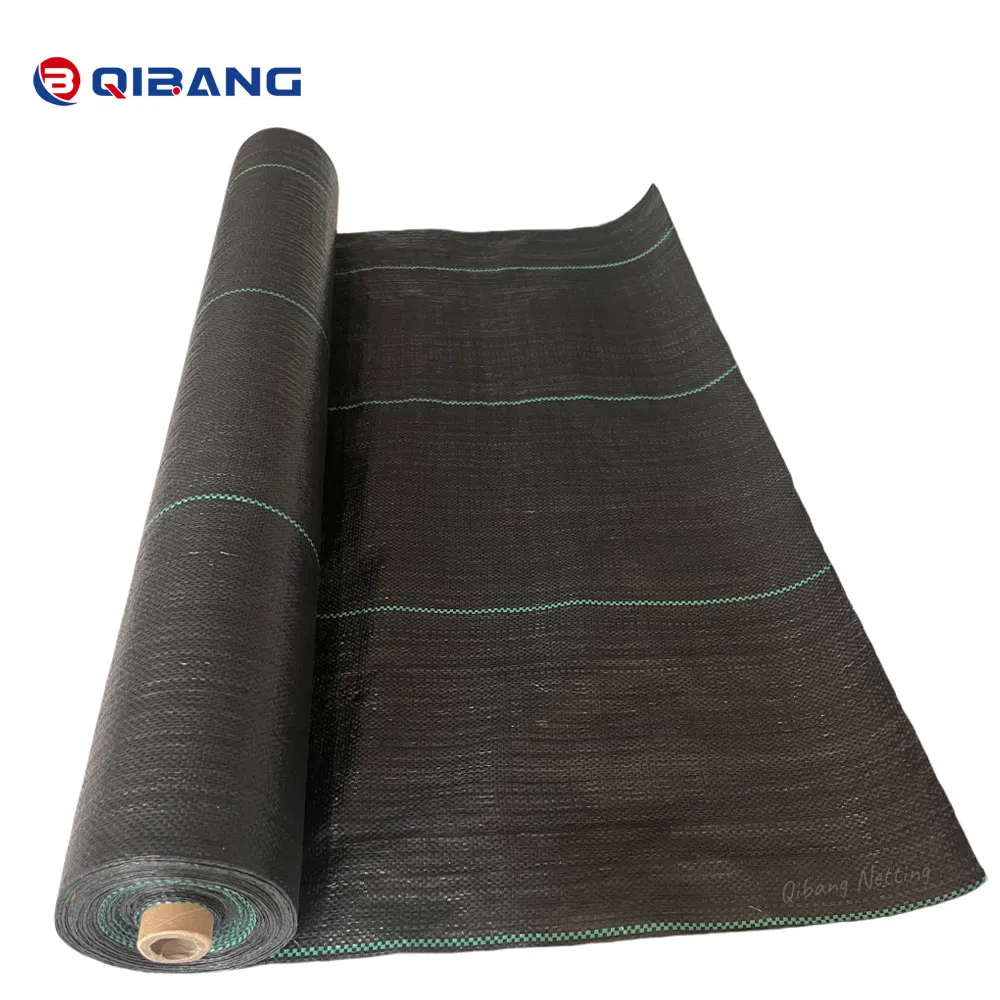 Breathable PE Woven 100GSM Black 2m X 100m Garden Bed Anti Weed Mat for Retail Nursery