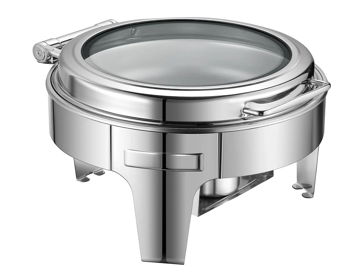Commercial Grade Black Stainless Steel Buffet Warmer - Hydraulic Lift Lid with Full-Size Glass for Food Holding